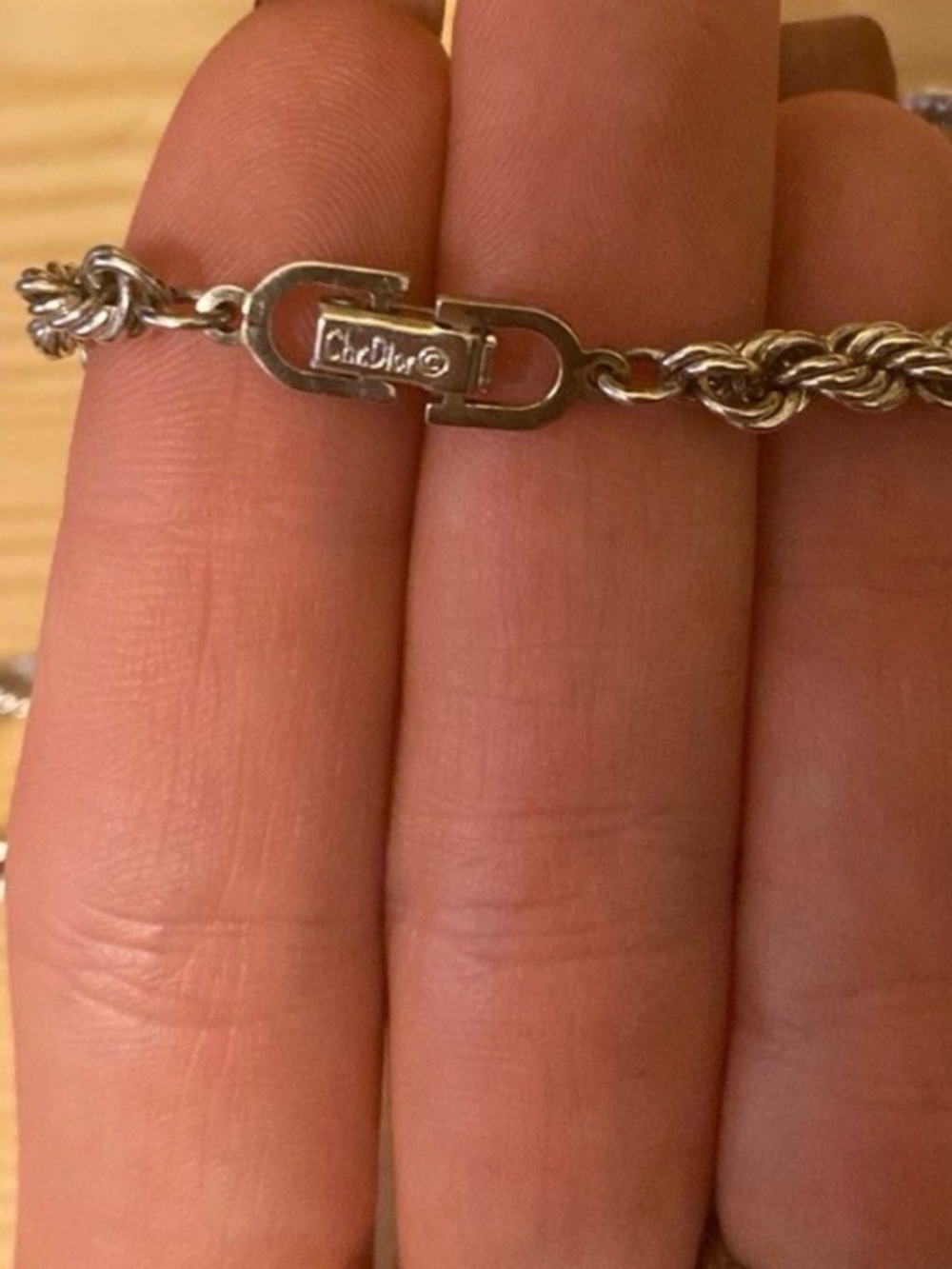 Christian Dior silver 16” rope necklace